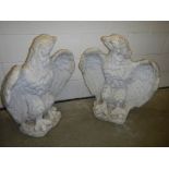 A pair of American Gaurdian eagles, made from reconstituted marble, hand carved (NOT CONCRETE,