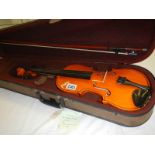 A cased Andreas Feller violin with bow for Stentor Music Co., Ltd.