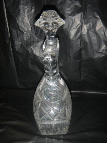 An unusual shaped Edinburgh crystal decanter and 6 Edinburgh crystal glasses. - Image 5 of 8