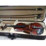 A cased late 19th century violin - Carlo Fissorie, Milano, Anno 1896? with 3 bows.