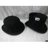 A top hat and a bowler hat.