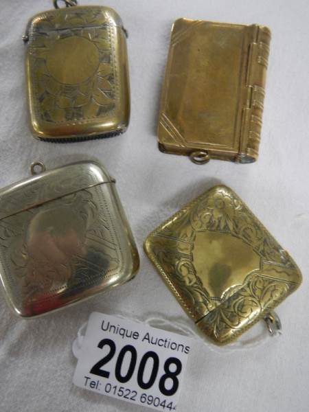 3 assorted vesta cases and a stamp box. ****Condition report**** They are all brass. - Image 3 of 3