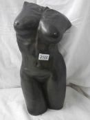 A bronzed plaster cast of nude female form signed D Burgess.