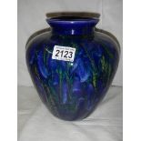 A good blue overglazed pot, 9.5" tall.