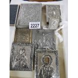 A mixed lot of silver plate religious items.