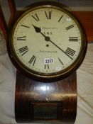 A drop dial ~Verge wall clock, J Brayley, LMS, Nottingham.