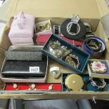 A good lot of costume jewellery together with 2 Stratton compacts, approximately 50 items.