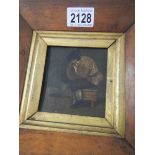 A Victorian oil on board in maple frame.