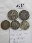 1892-1900 crowns, 1883-1887, 1898 half crowns.