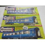 3 Rosebud Kitmaster railway cars - 2 Kitchen cars and a Parlour car.