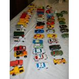 Approximately 50 die cast cars, trucks etc.