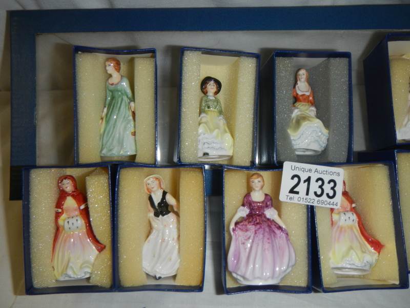 A set of 12 fine English bone china miniature figures, all signed. - Image 4 of 6