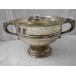 A large hall marked silver bowl with six signatures, 24 ounces / 834 grams.
