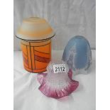 2 old table lamp shades and a hall ceiling lamp shade.
