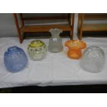 5 glass oil lamp shades in good condition.