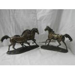 2 good quality bronze finished horses.