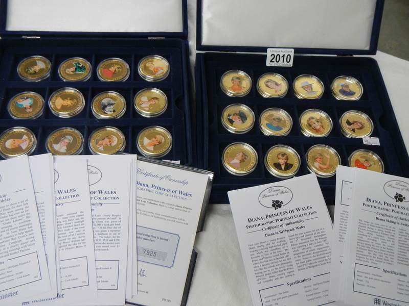 2 cases of Diana Princess of Wales commemorative coins.