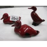 3 Doulton Flambe' birds.