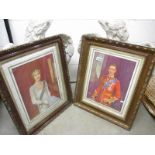 A pair of framed and glazed portrait prints of King George VI and Queen Elizabeth the Queen Mother.