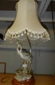 A good quality mid - late 20th century Capodimonte table lamp being figures of storks,