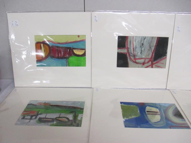 Cornish School collection of 6 abstract boat and harbour studies in acrylics and gouache all titled - Image 2 of 4