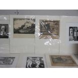Collection of 7 woodblock and linocut prints early to late 20th century all pencil signed or