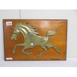 Arthur John Bridgeman (1916-2004) Early bronze sculpture of a horse attached to a wooden plaque
