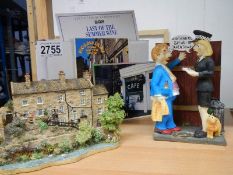 A boxed Danbury Mint Last of the Summer Wine "A Balancing Act" figure and a Bamford comic postcard
