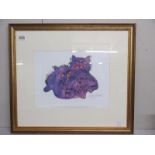 Andy Warhol (1928-1987) Plate signed lithographic print of two purple cats,