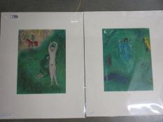 Marc Chagall (1887-1985) Pair of modernist figural lithographic prints published in New York