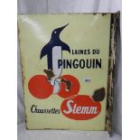 A double sided enamel sign 'Pingouin', 18" x 24".