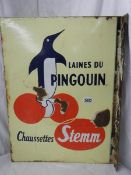 A double sided enamel sign 'Pingouin', 18" x 24".