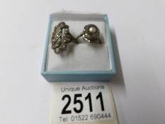 2 Victorian silver and marcasite rings.