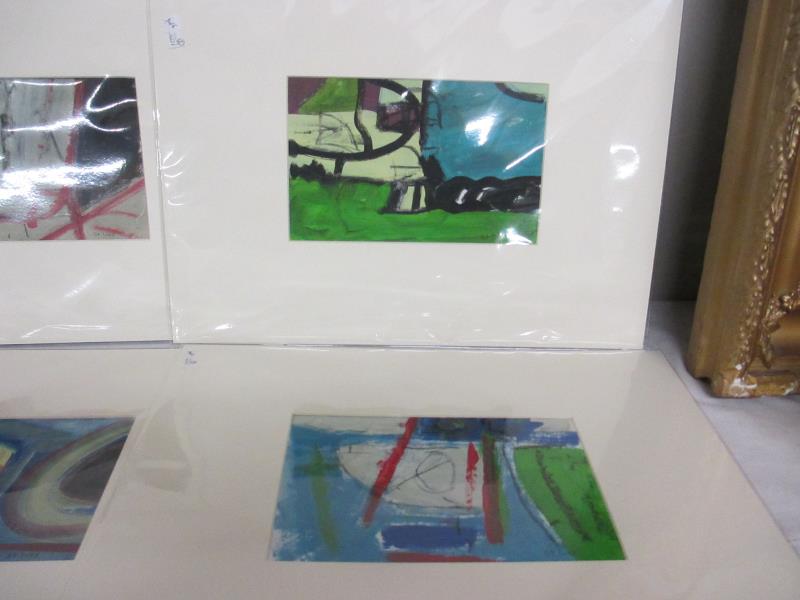 Cornish School collection of 6 abstract boat and harbour studies in acrylics and gouache all titled - Image 3 of 4