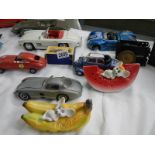 A large quantity of tinplate and diecast cars including Matchbox etc.