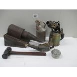 Box containing blow torch,