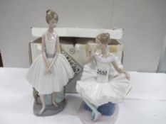 2 NAO figures including Standing Lady Ballet Dancer and Seated Lady Ballet Dancer (with box)