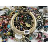 A mixed lot of unsorted costume jewellery.