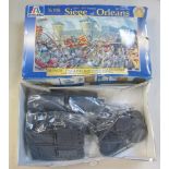 A boxed Italeri No 6104 Siege of Orleans Historic 1:72 set (set is missing solders and box worn,