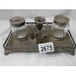 A hall marked silver inkstand in complete condition.