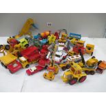 Box containing various die cast vehicles including Lesney Matchbox