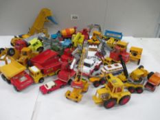 Box containing various die cast vehicles including Lesney Matchbox