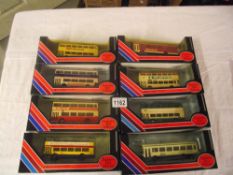 Eight 176 scale Corgi Exclusive First Editions (EFE) toy bus models