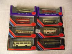 Box containing eight 176 scale Corgi Exclusive First Editions (EFE) toy bus models