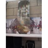 3 modern landscape prints on canvas (2 Parisian scenes)