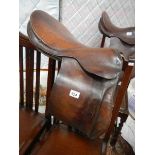 An old leather saddle.