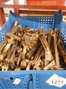 A large collection of old brass catches, window locks etc.