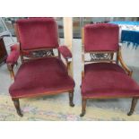 A pair of Grandmother/Grandfather inlaid chairs in good condition.