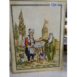 A framed Turkish family scene.