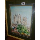 A good watercolour, possibly Lincoln cathedral.